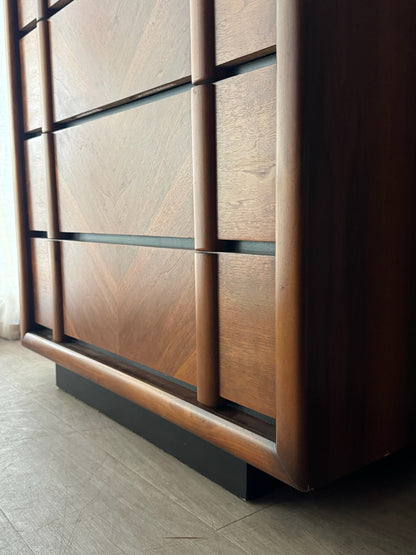 Lane walnut tallboy dresser