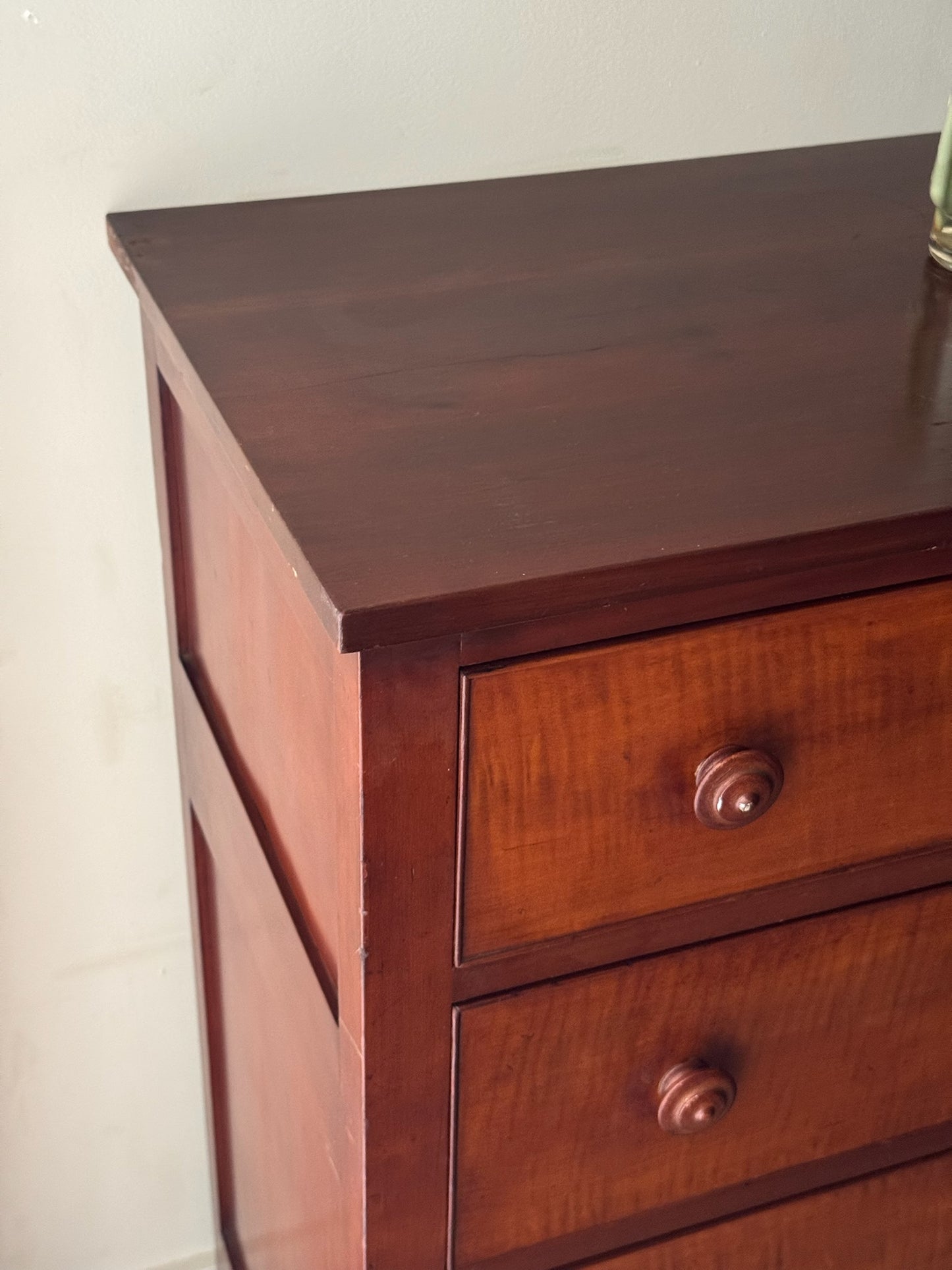 Pennsylvania Federal tiger maple and cherry tallboy dresser