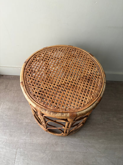 Caned rattan & pencil reed cocktail table