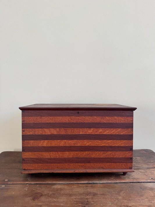 Pennsylvania Sheraton striped mixed wood miniature chest