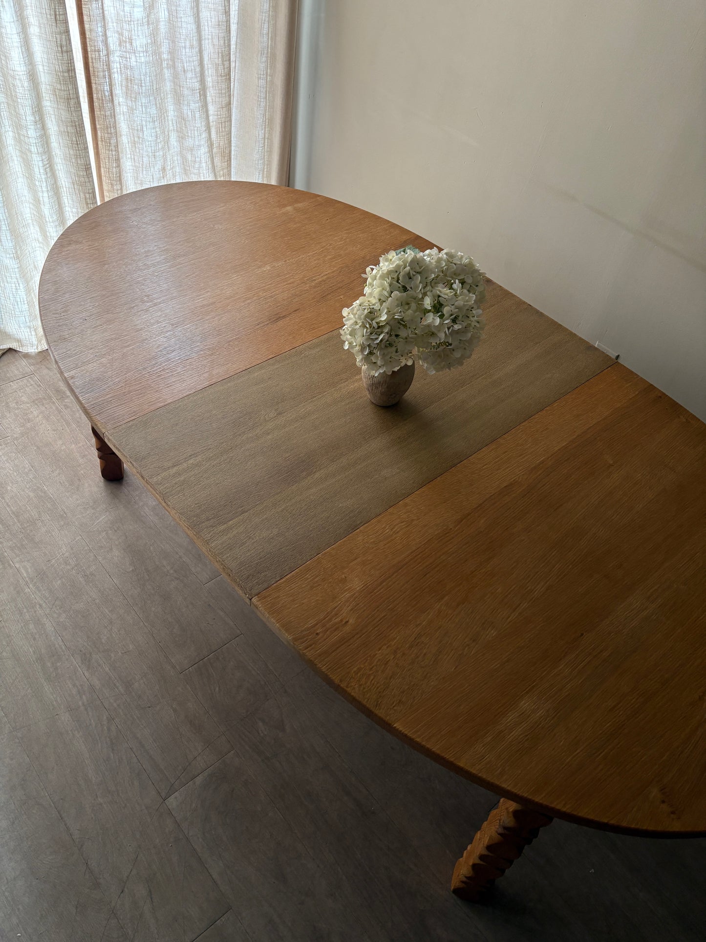 Danish oak dining table with extension