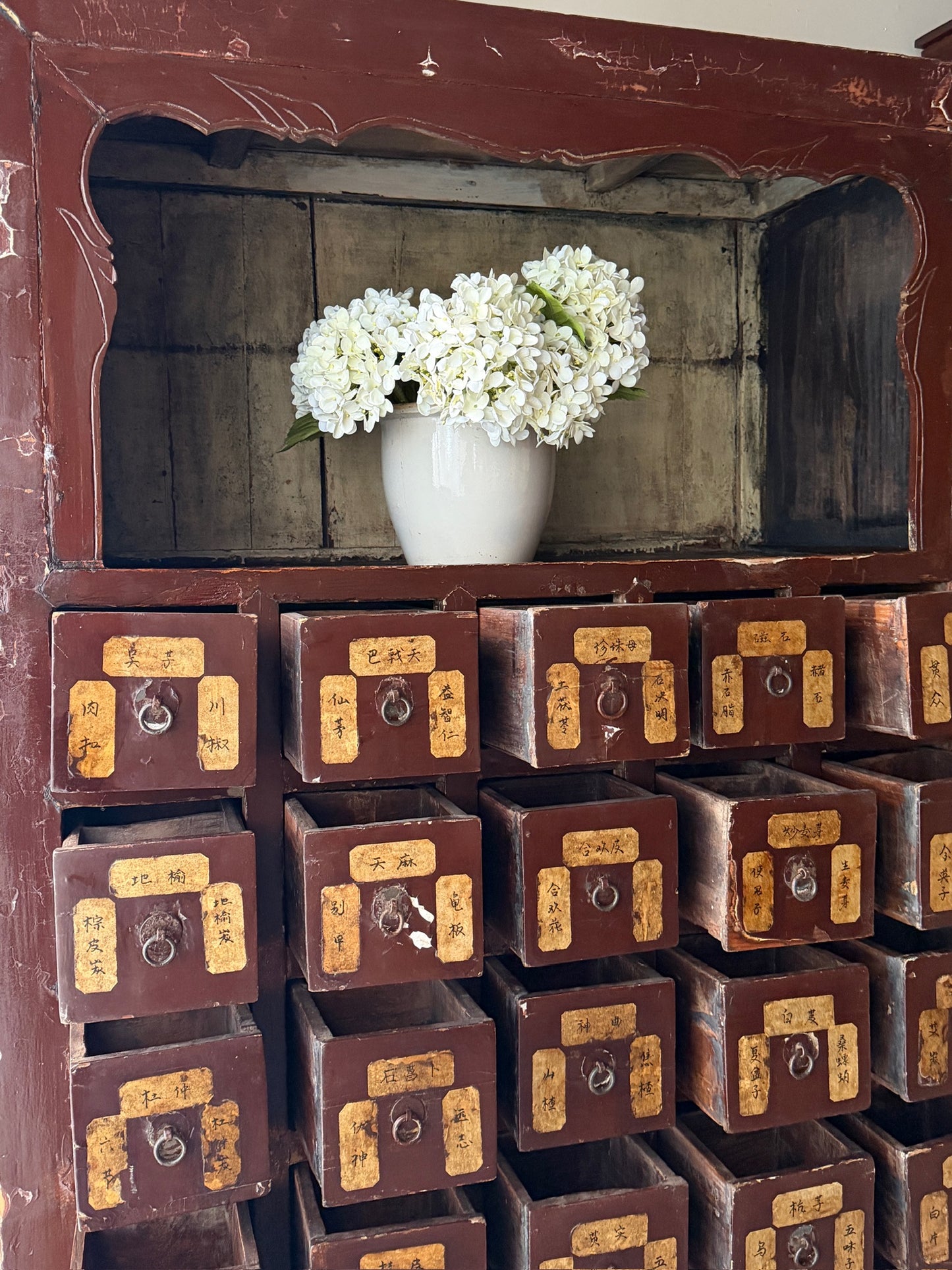 Chinese lacquered apothecary cabinet