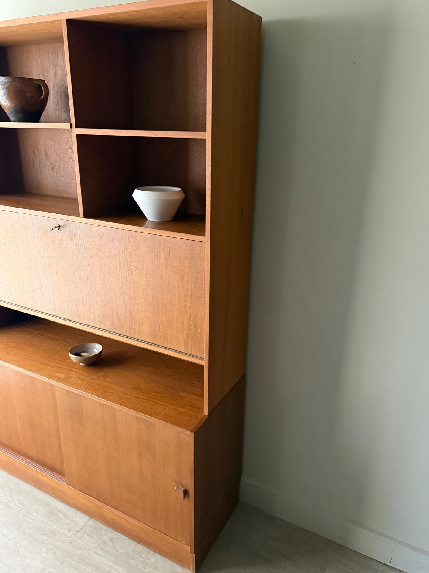 Danish teak two piece hutch