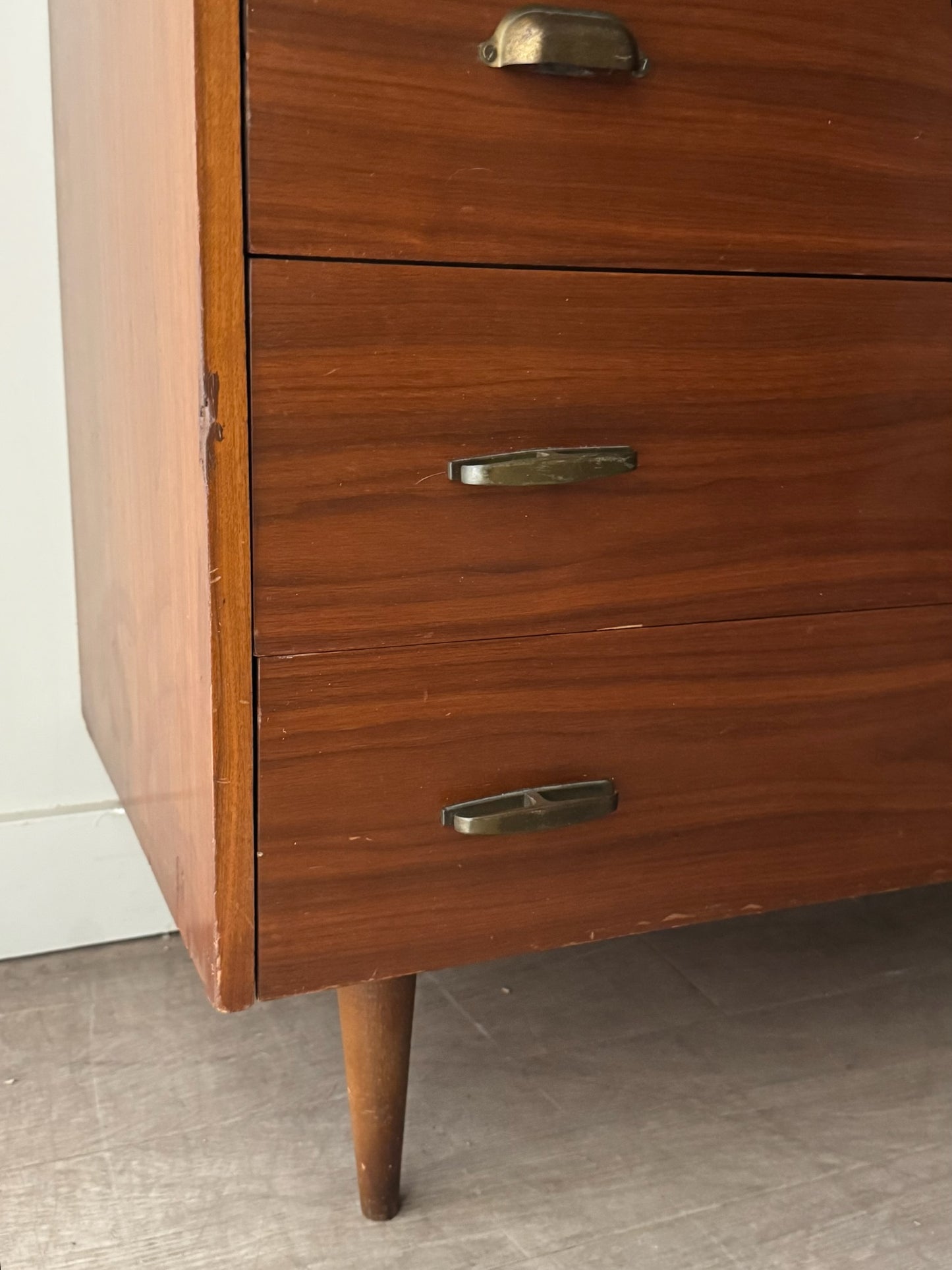 Walnut tallboy dresser