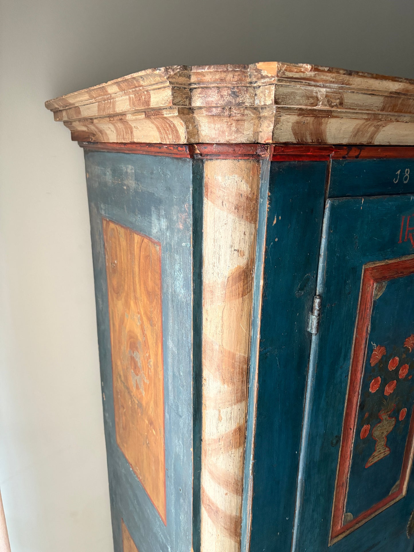 Northern European painted pine wardrobe