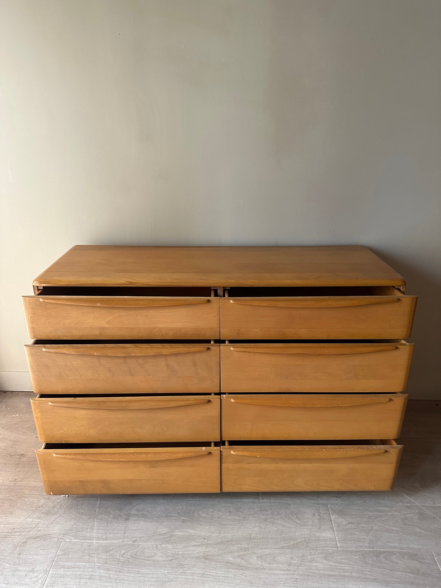 Heywood Wakefield 8 drawer maple dresser