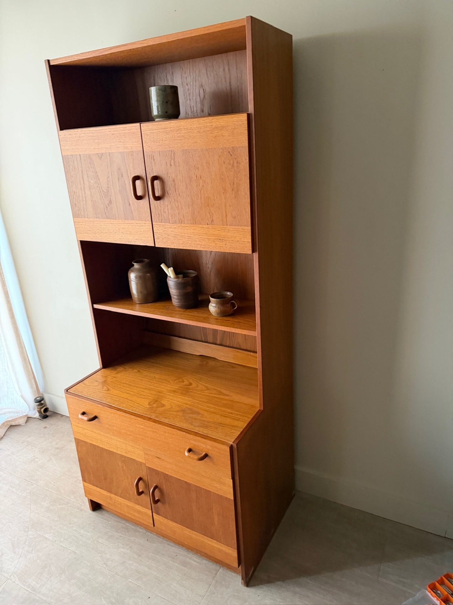 Danish teak two piece bookcase