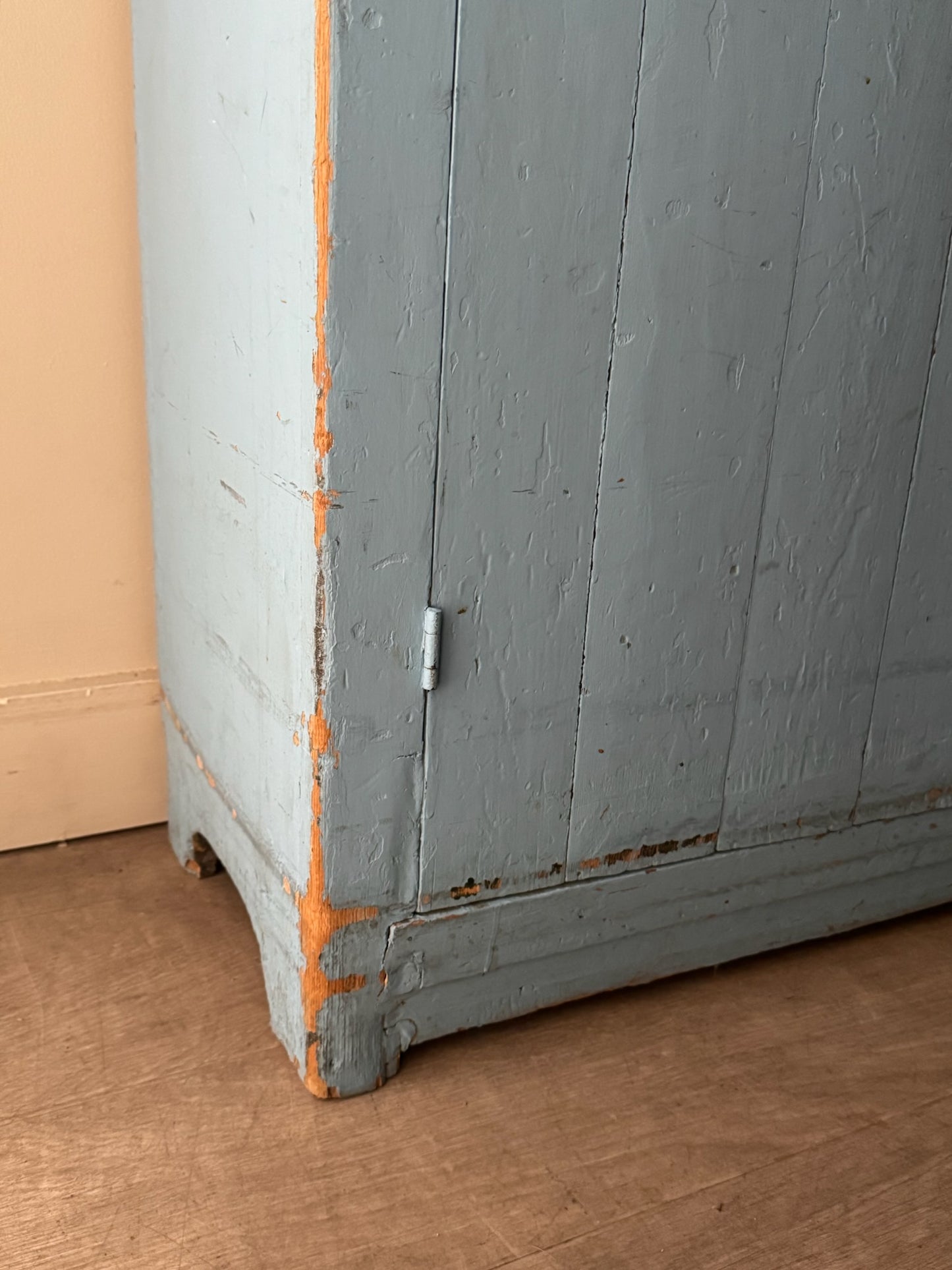 Blue painted pine cupboard
