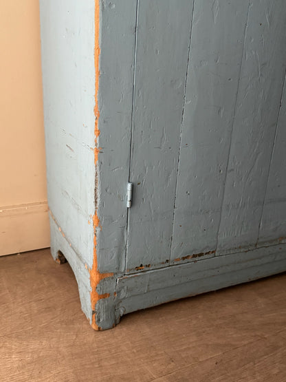 Blue painted pine cupboard