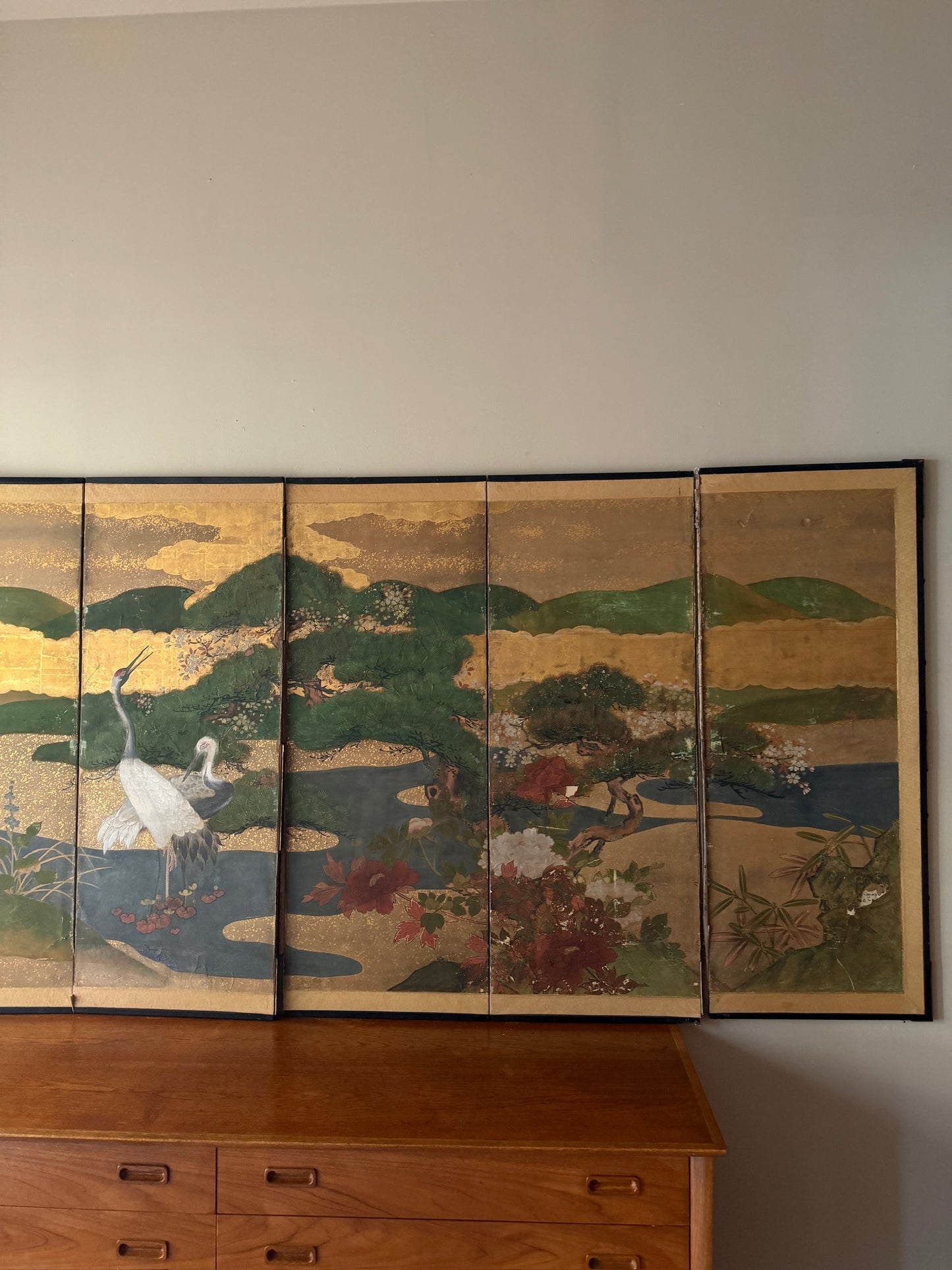 Large Japanese painted screen