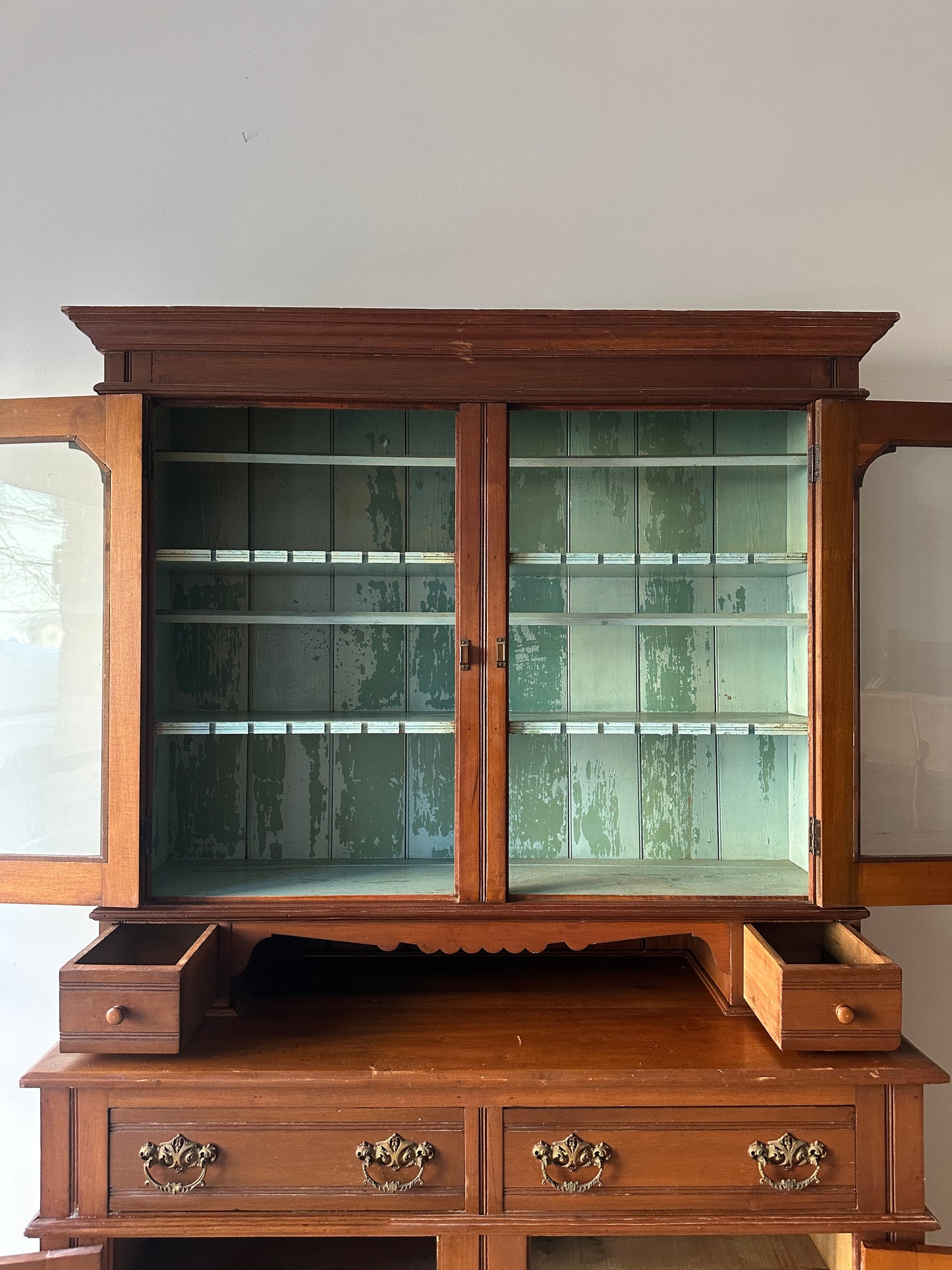 Two piece step back hutch