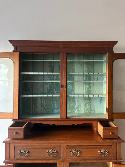 Two piece step back hutch