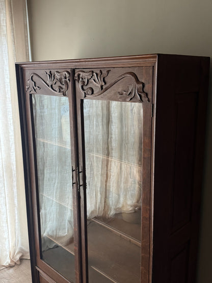 Golden oak display cabinet