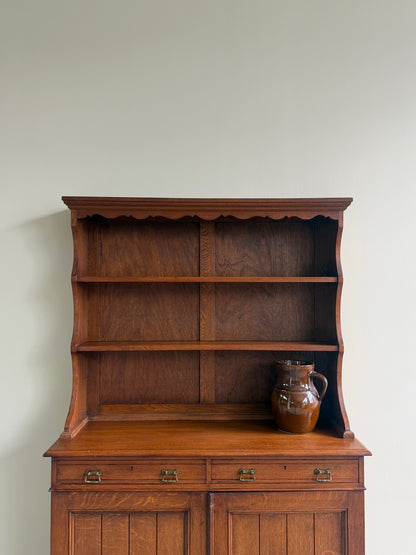 Edwardian oak two piece hutch