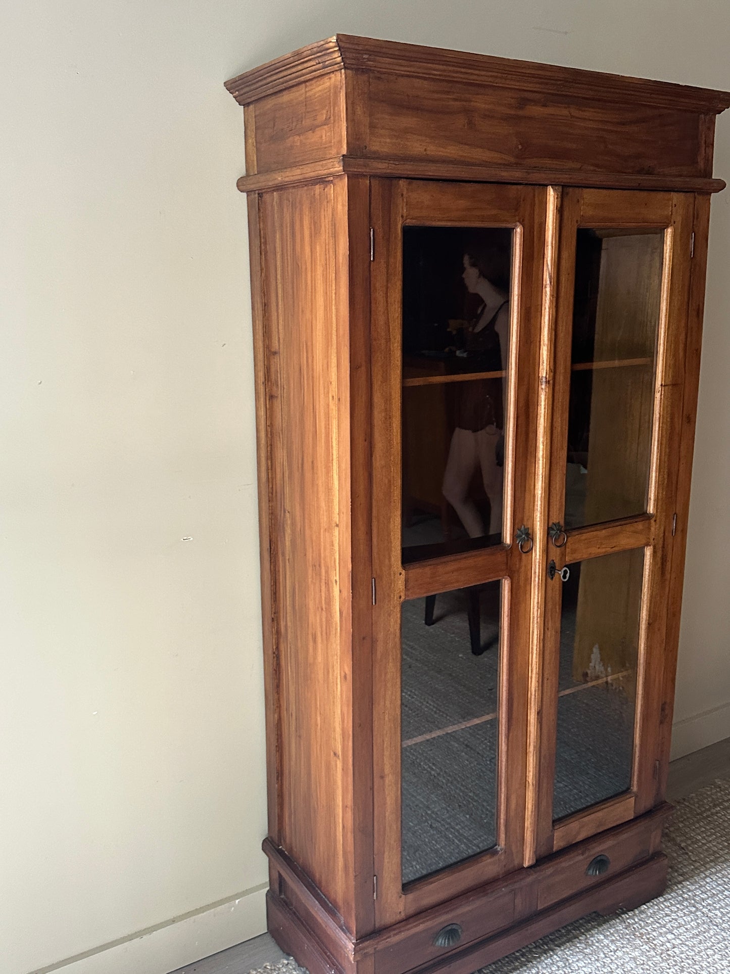 Pine and glass cupboard