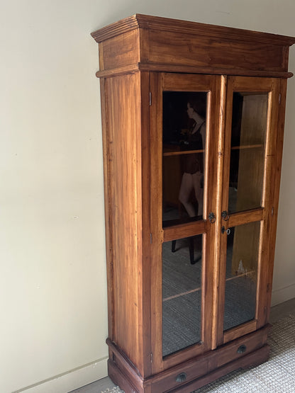 Pine and glass cupboard