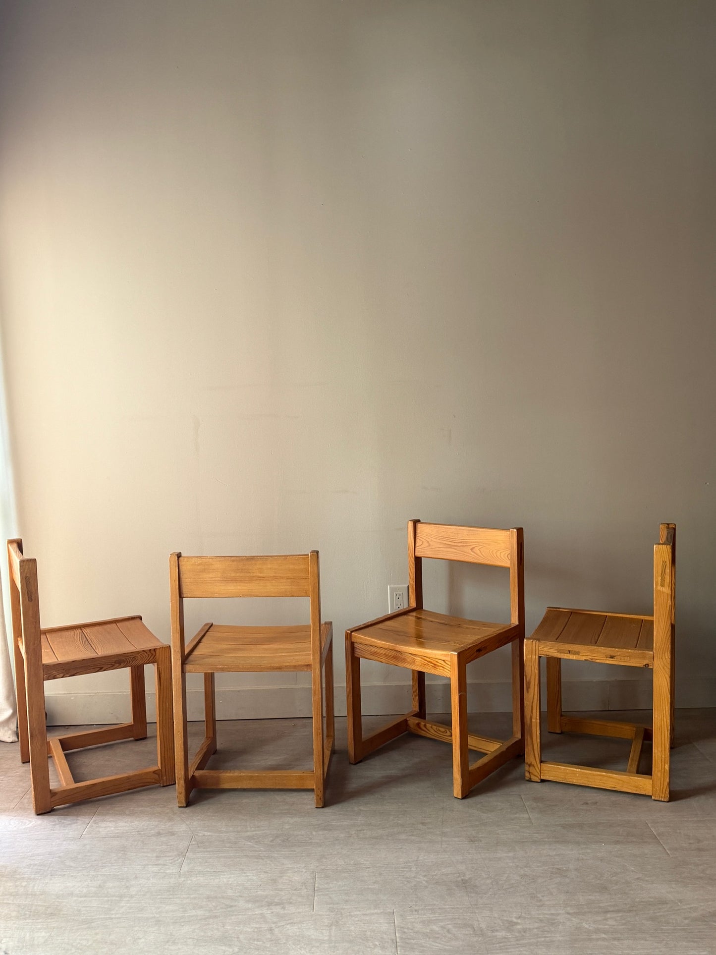 Hugo Svensson Dutch pine chairs. Sold as a set of 4.