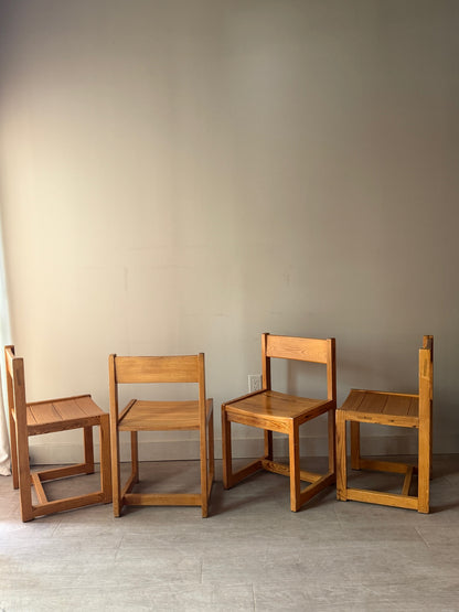 Hugo Svensson Dutch pine chairs. Sold as a set of 4.
