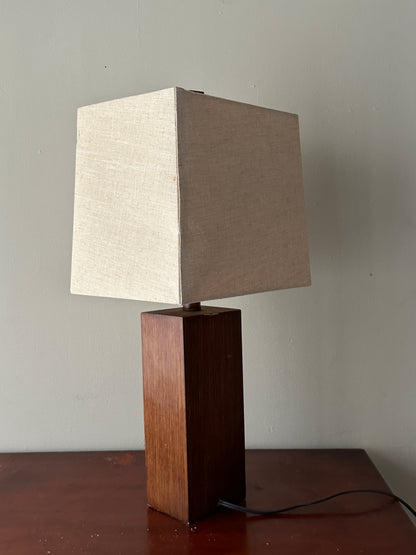 Walnut table lamp with scuffs