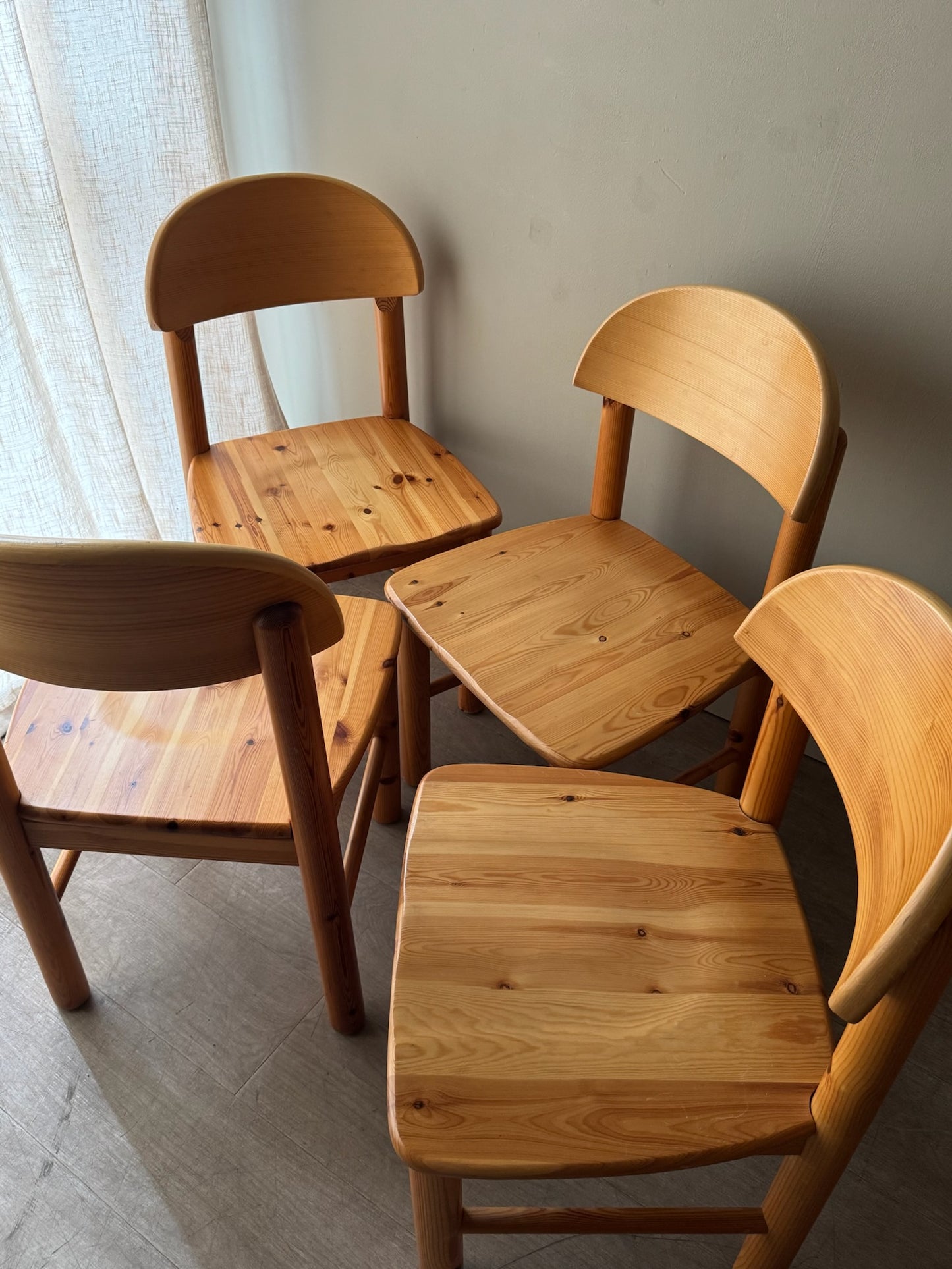 Rainer Daumiller pine dining chairs. Sold as a set of 4.