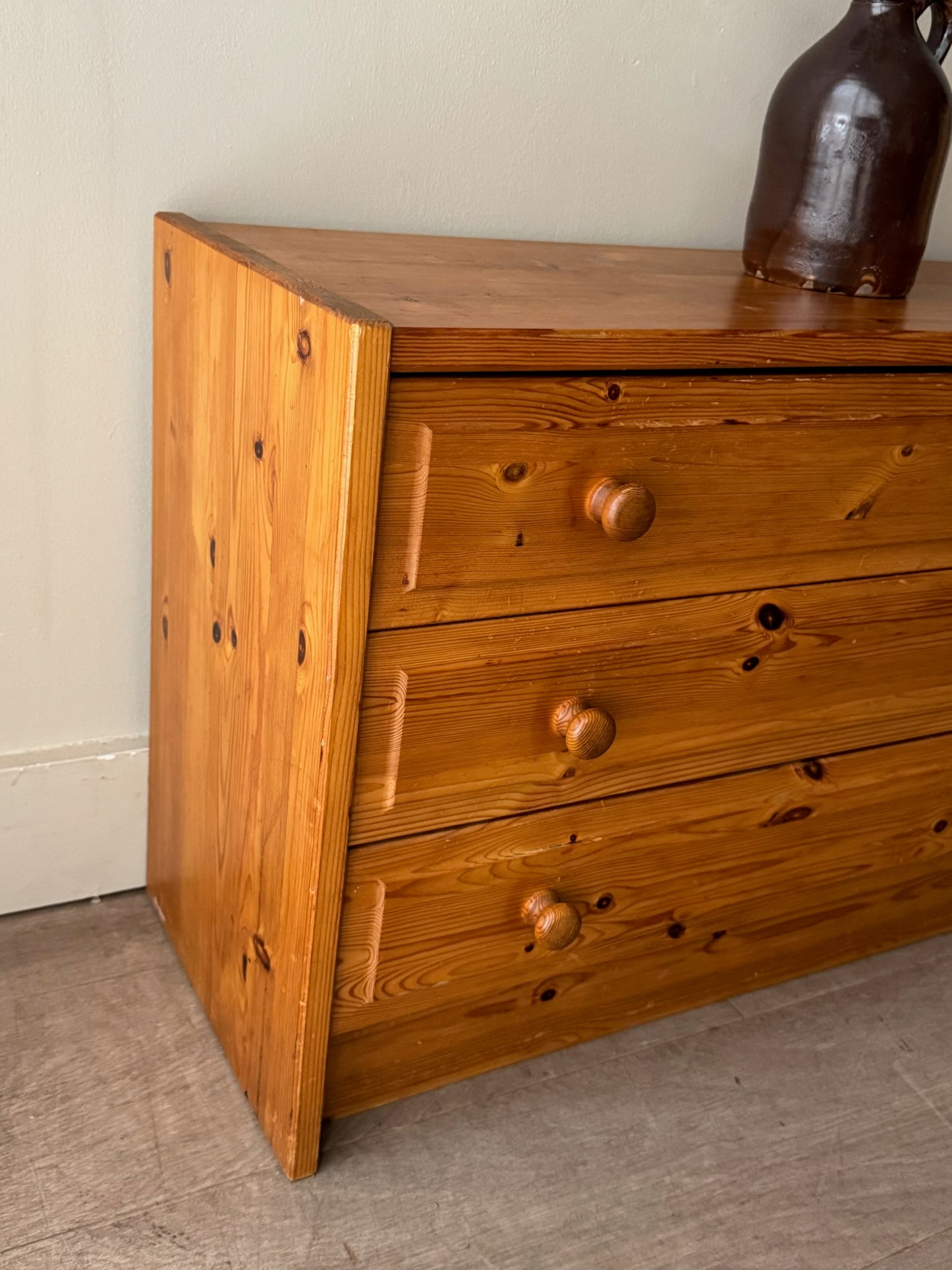 Small Swedish pine 3 drawer dresser