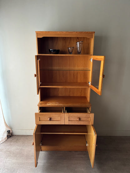 Scandinavian pine two piece hutch