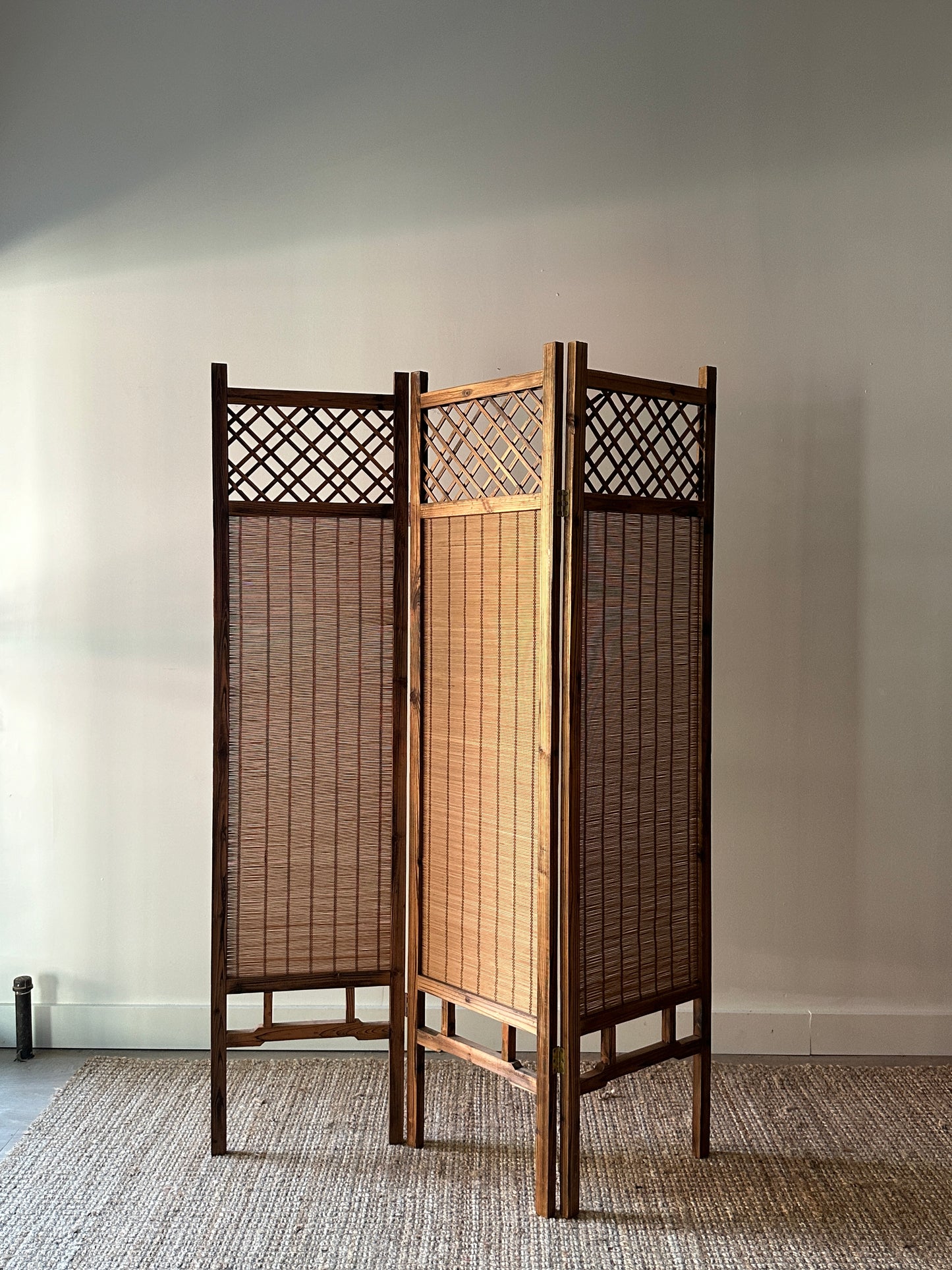 Lattice three paneled room divider