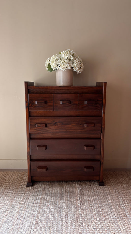 Pine tallboy dresser