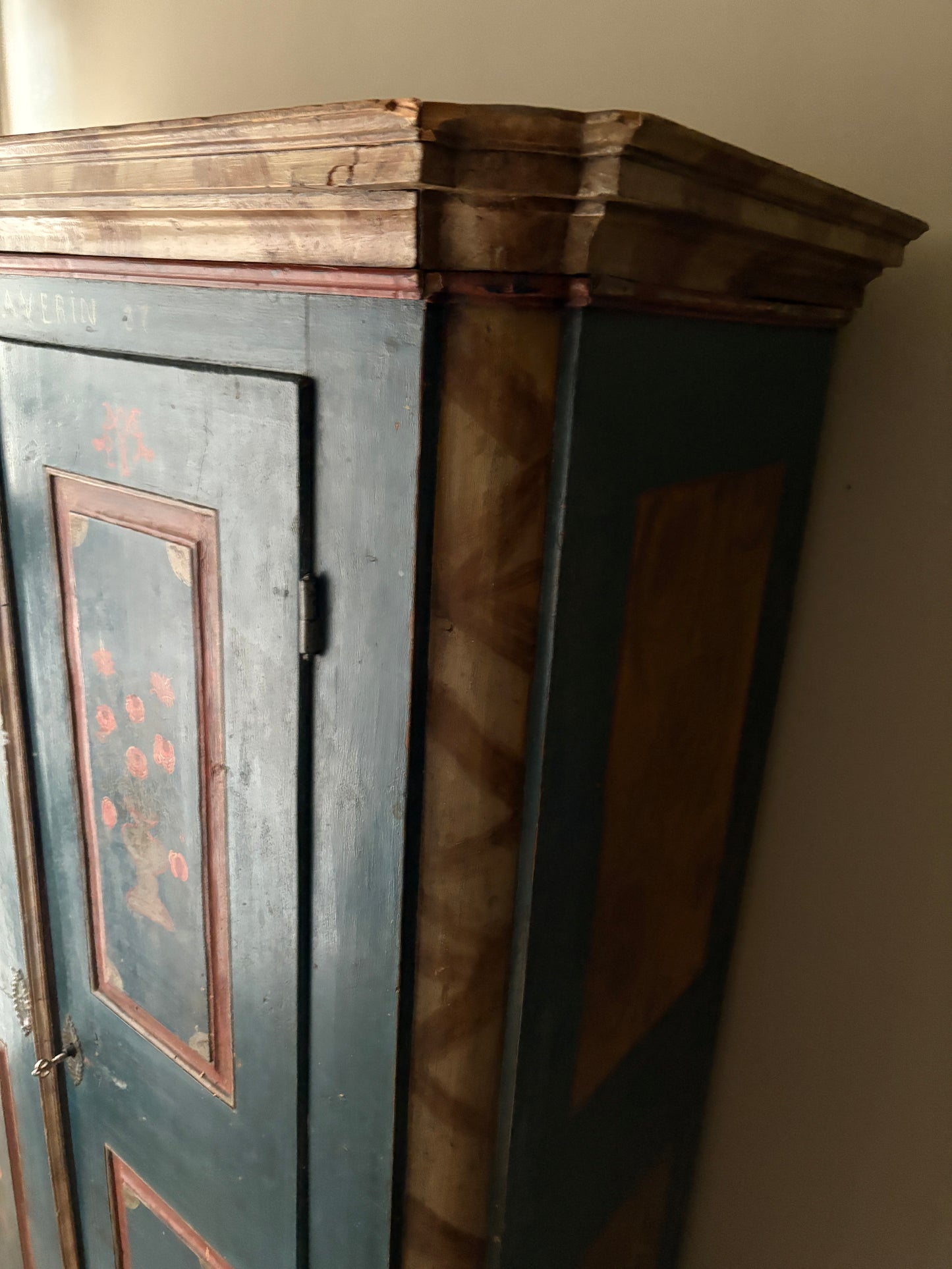 Northern European painted pine wardrobe
