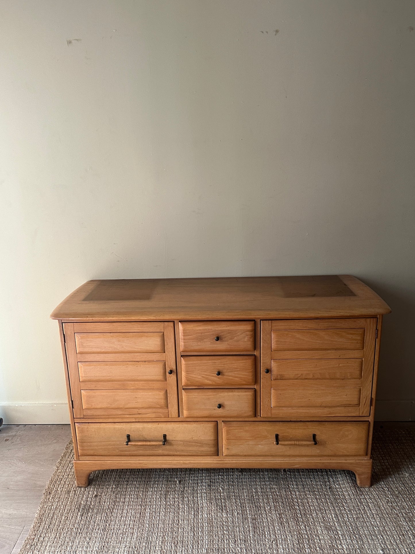 Blonde oak credenza
