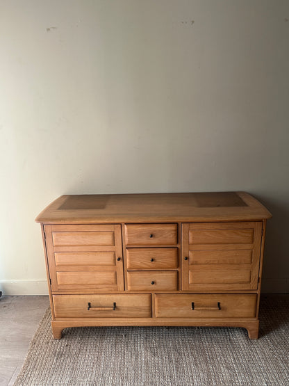 Blonde oak credenza