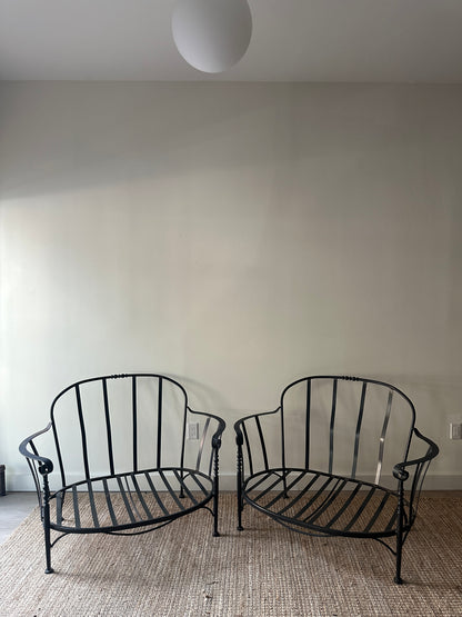 Oversized wrought iron outdoor chairs. Sold individually.