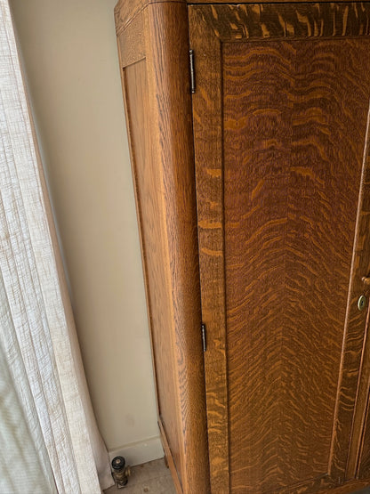 Tiger oak knockdown armoire