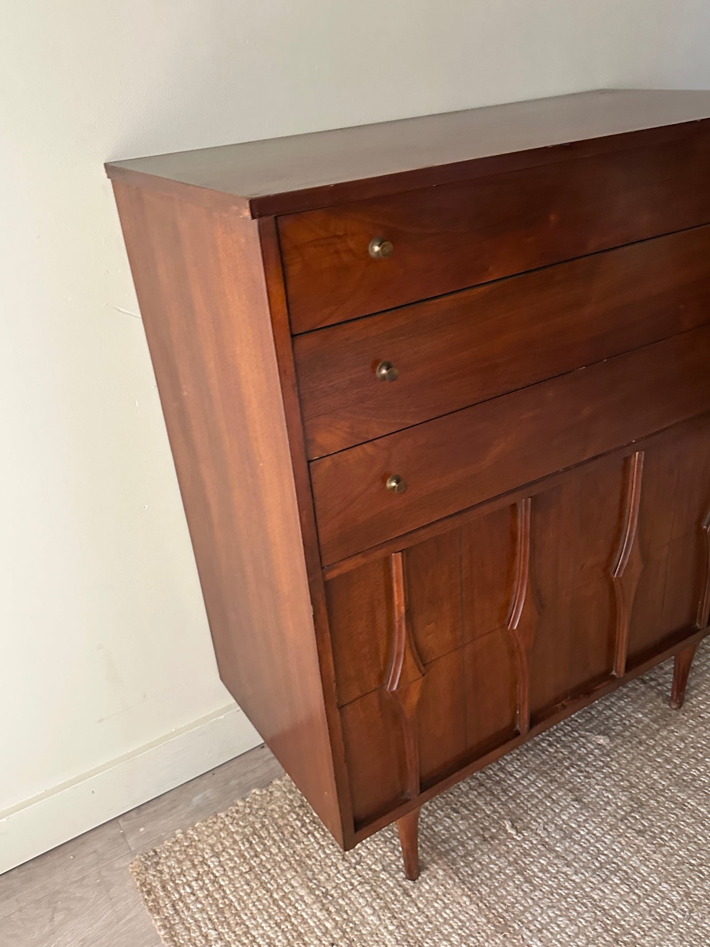 Walnut tallboy dresser