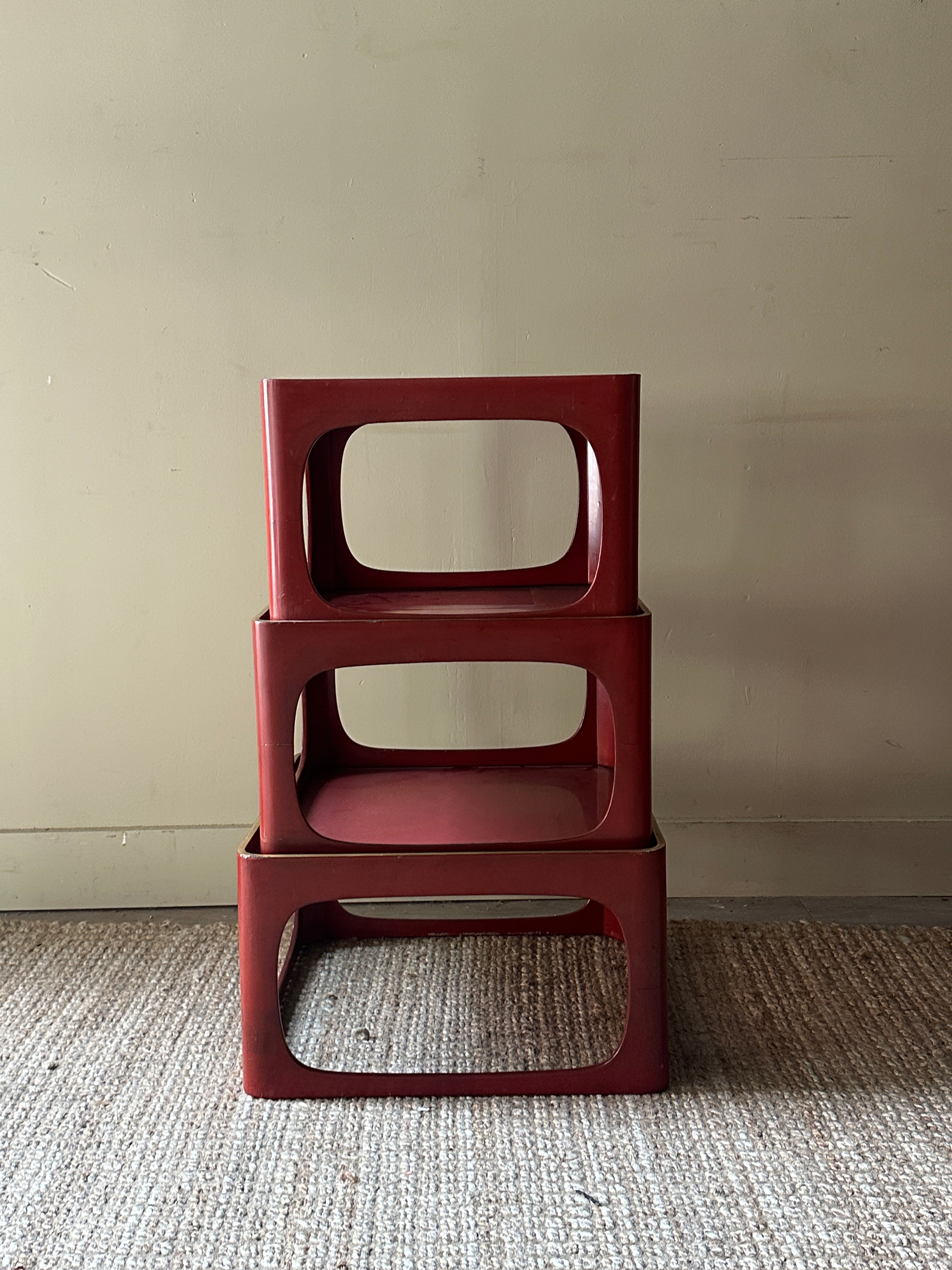 Hicon Stack Table Red lacquer stacking tables – Good Behavior