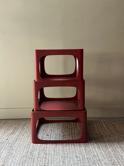 Red lacquer stacking tables
