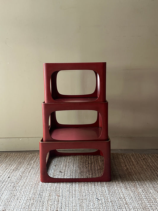 Red lacquer stacking tables