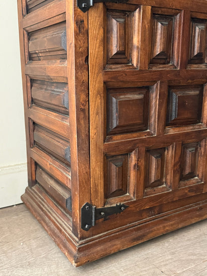 Spanish carved pine secretary cabinet