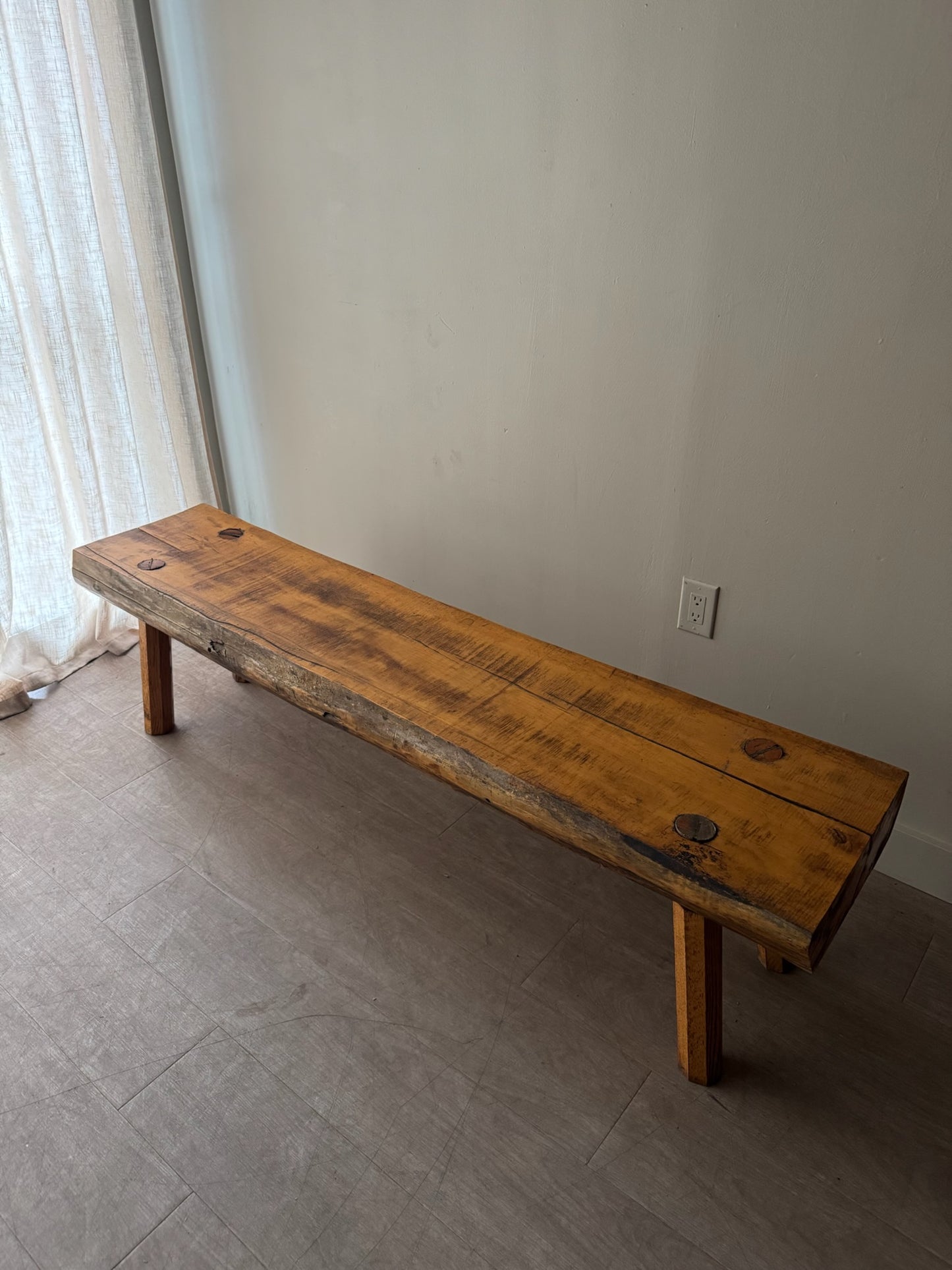 Rustic slab bench