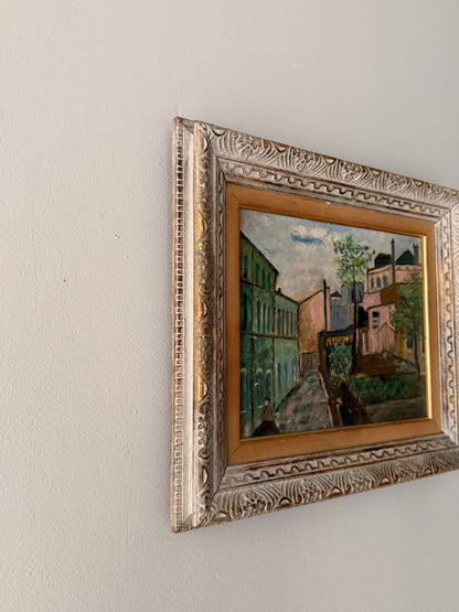 American School cityscape. Signed.