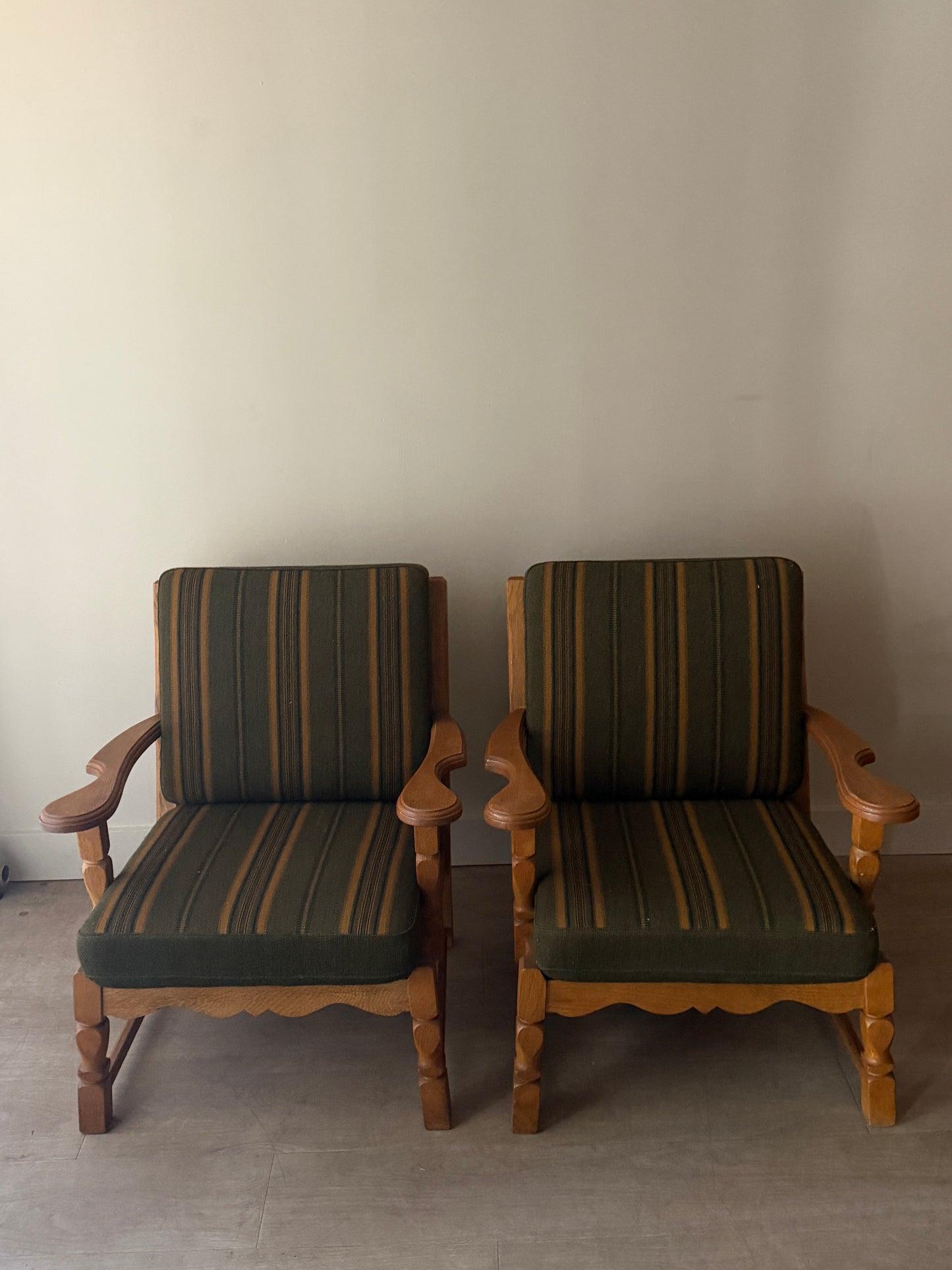 Henning Kjaernulf Danish oak lounge chairs. Sold individually.