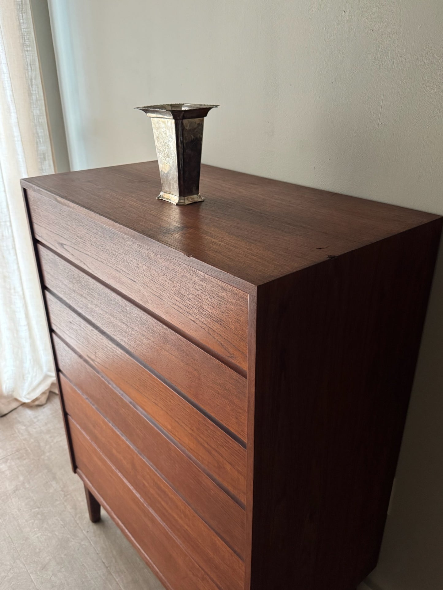 Walnut tallboy dresser