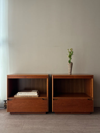 Lane walnut nightstands. Sold as a pair.