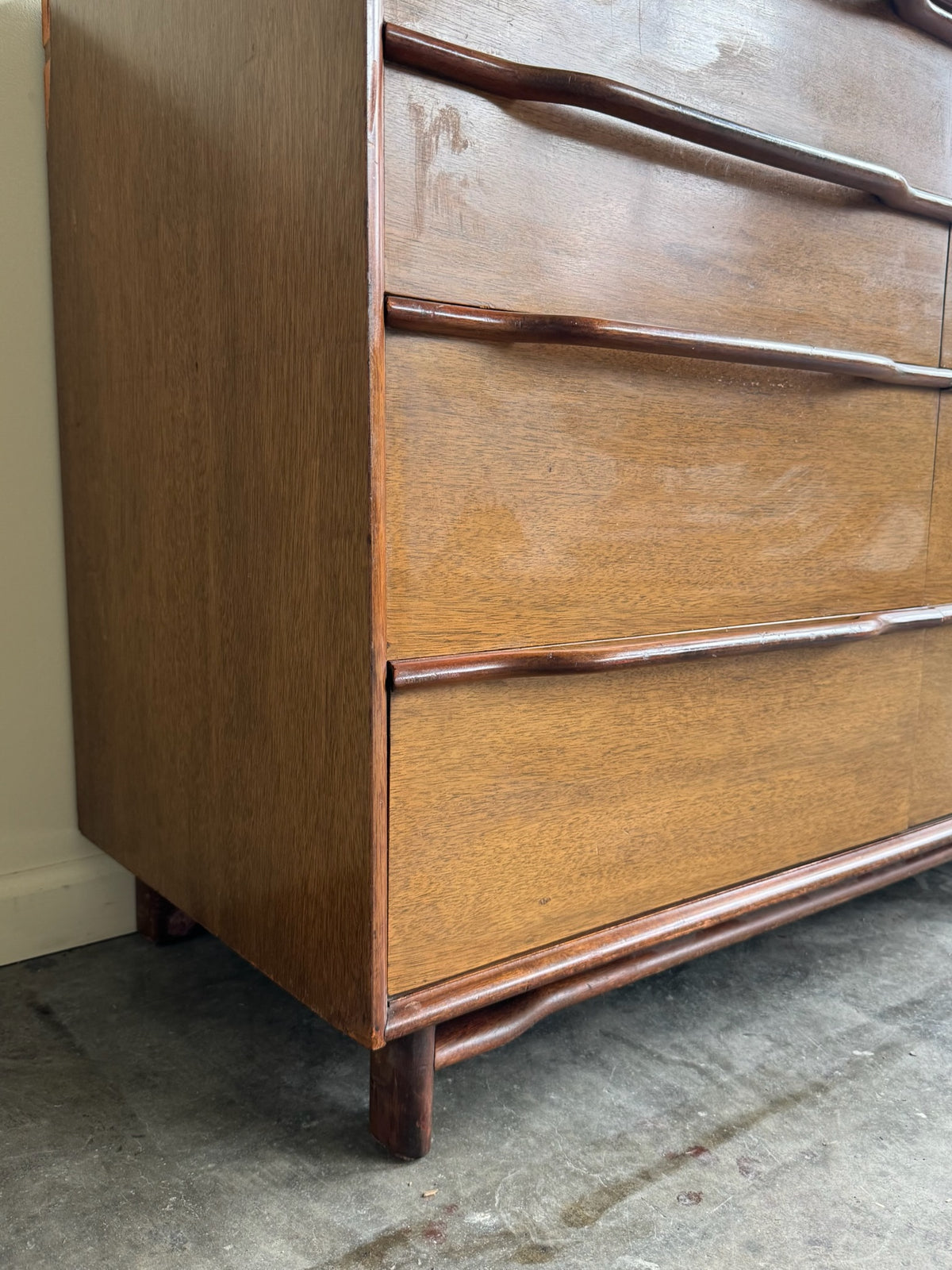 Walnut credenza with caning