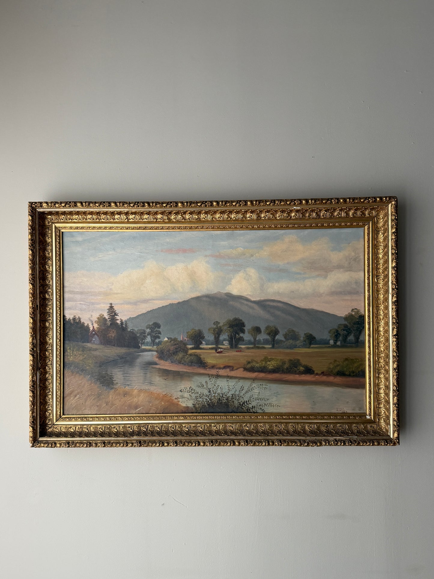 American Hudson River School landscape. Signed 1889