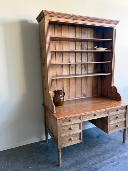 Scandinavian Pine Two Piece Desk with bookcase