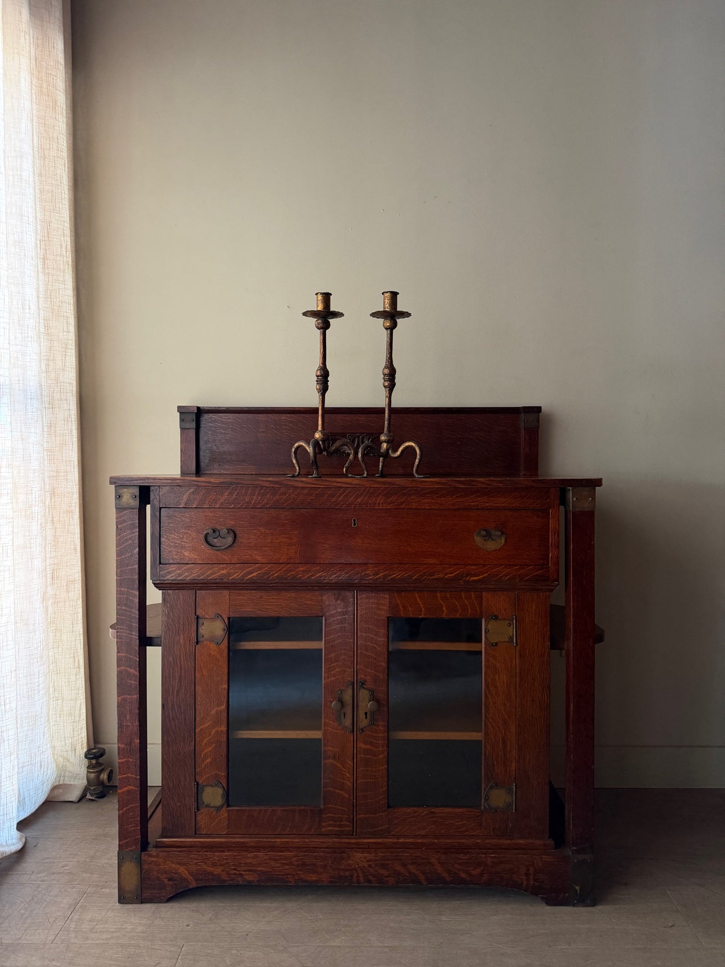 English Arts & Crafts carved oak server
