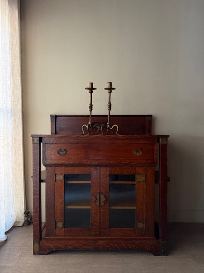 English Arts & Crafts carved oak server