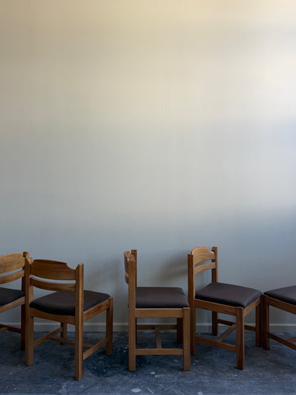 Swedish pine upholstered dining chairs. Sold individually.