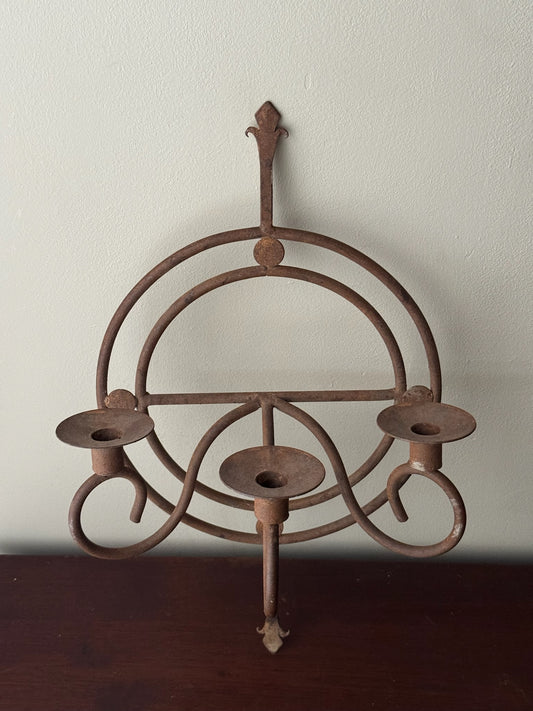 Wrought iron 3 candle sconce
